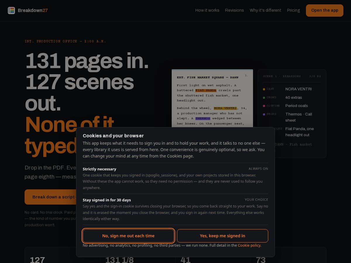 Landing-page snapshot of breakdown27.com
