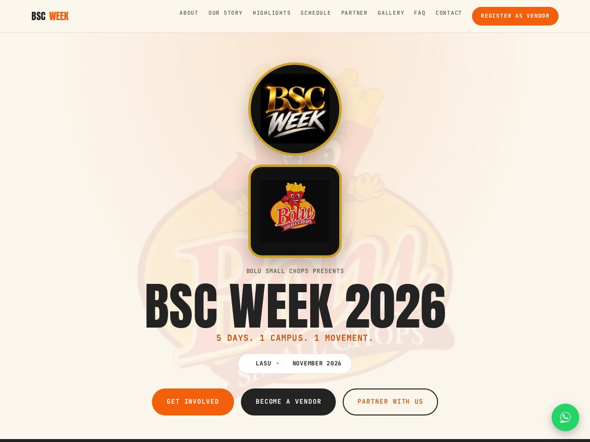 Landing-page snapshot of bscweek.com