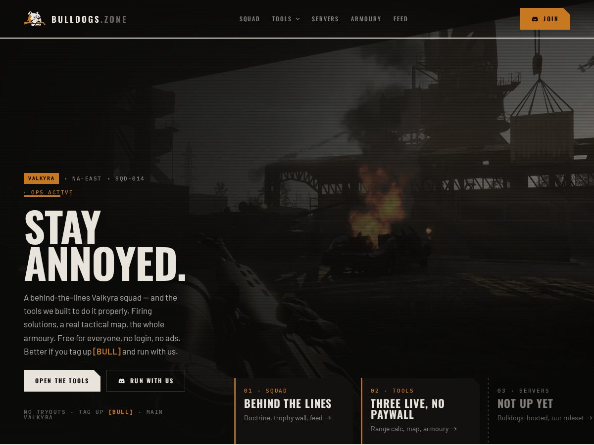 Landing-page snapshot of bulldogs.zone