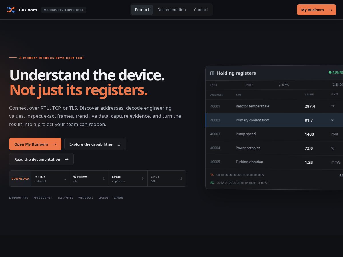 Landing-page snapshot of busloom.com