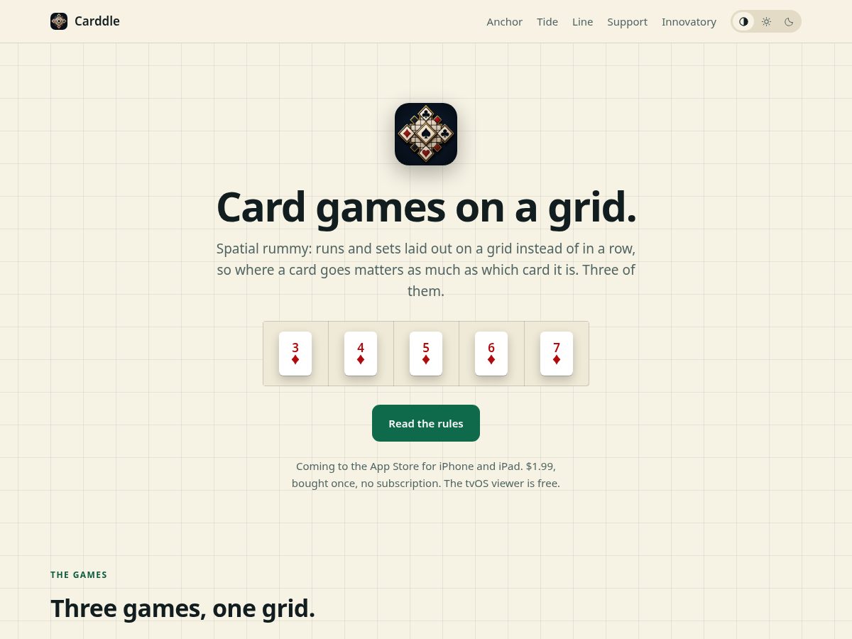 Landing-page snapshot of carddle.net