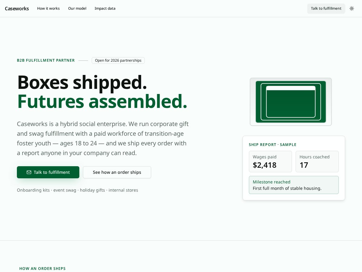 Landing-page snapshot of caseworksgifts.com