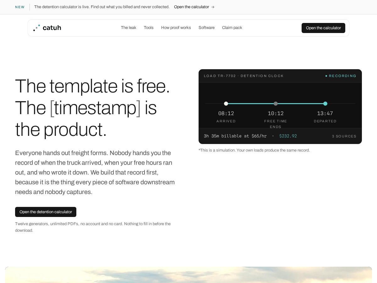 Landing-page snapshot of catuh.com