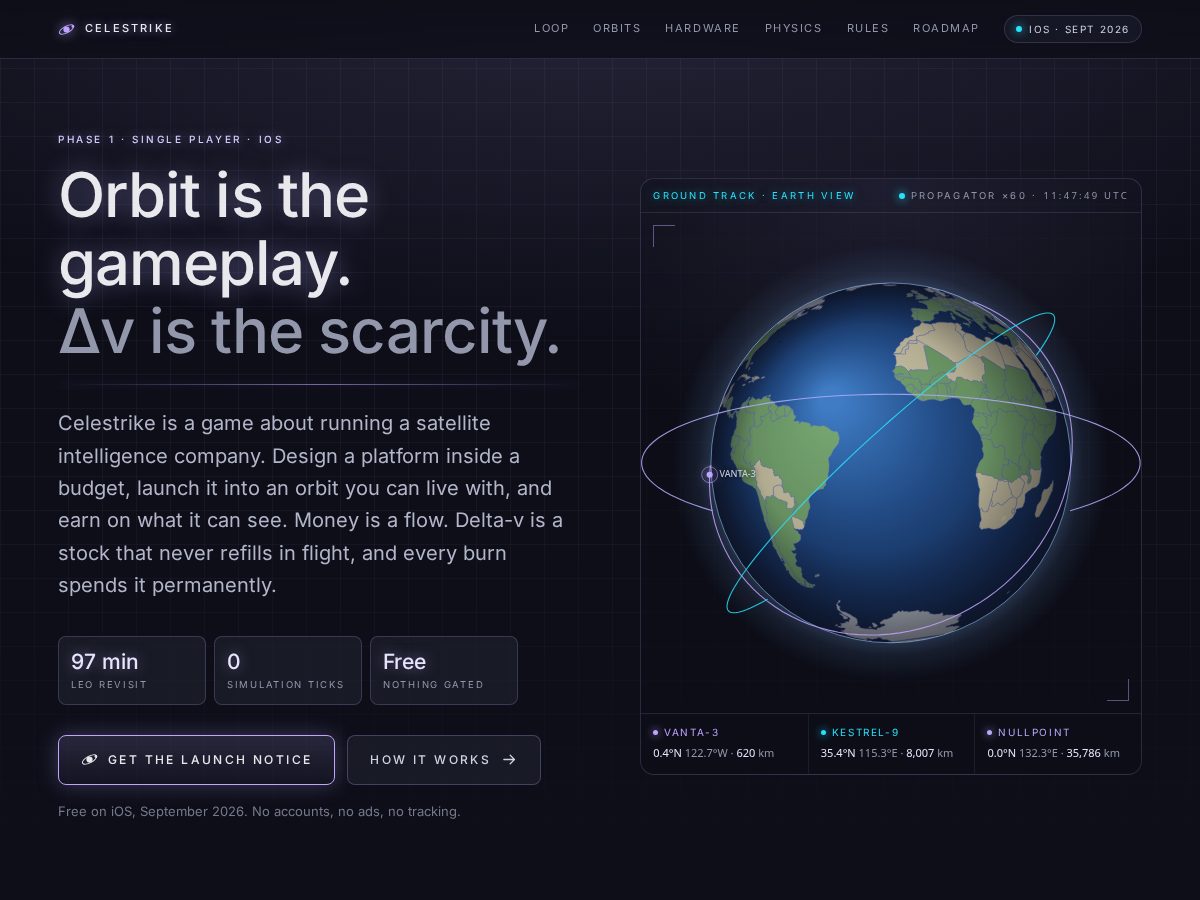 Landing-page snapshot of celestrike.com