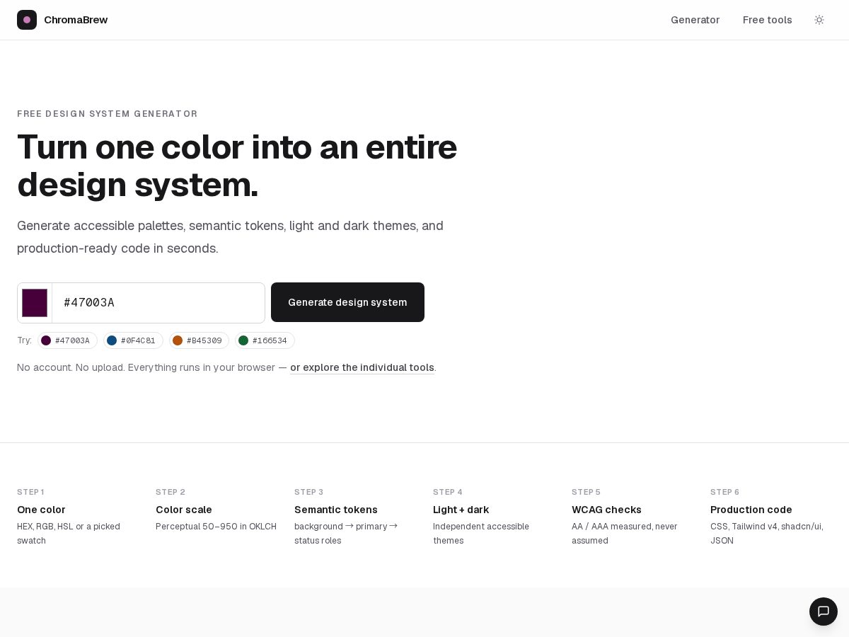 Landing-page snapshot of chromabrew.com
