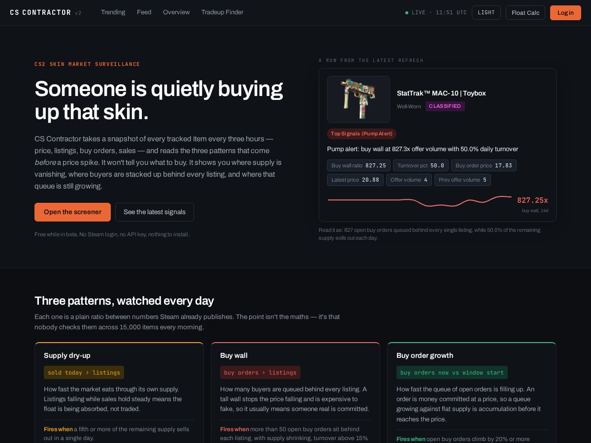 Landing-page snapshot of cs-contractor.online