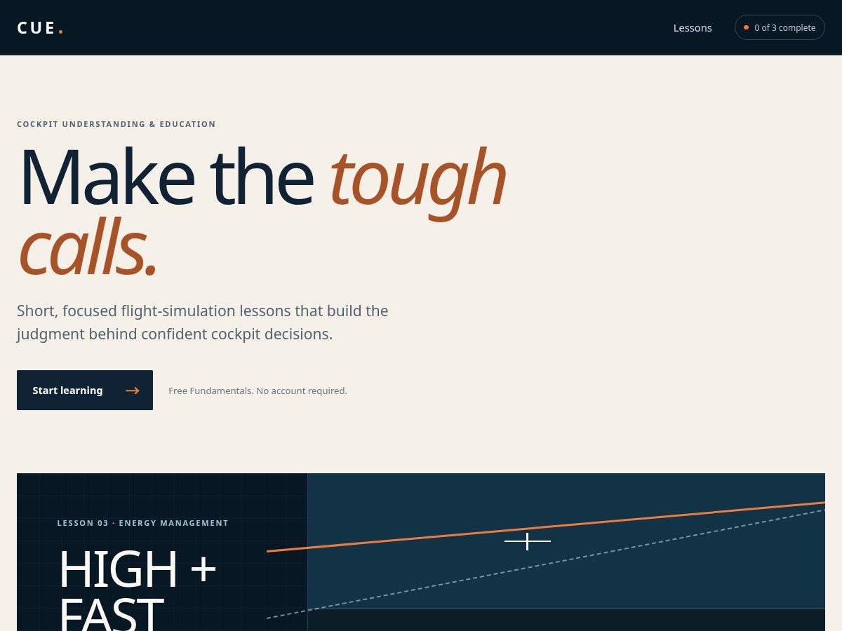 Landing-page snapshot of cuetolearn.com