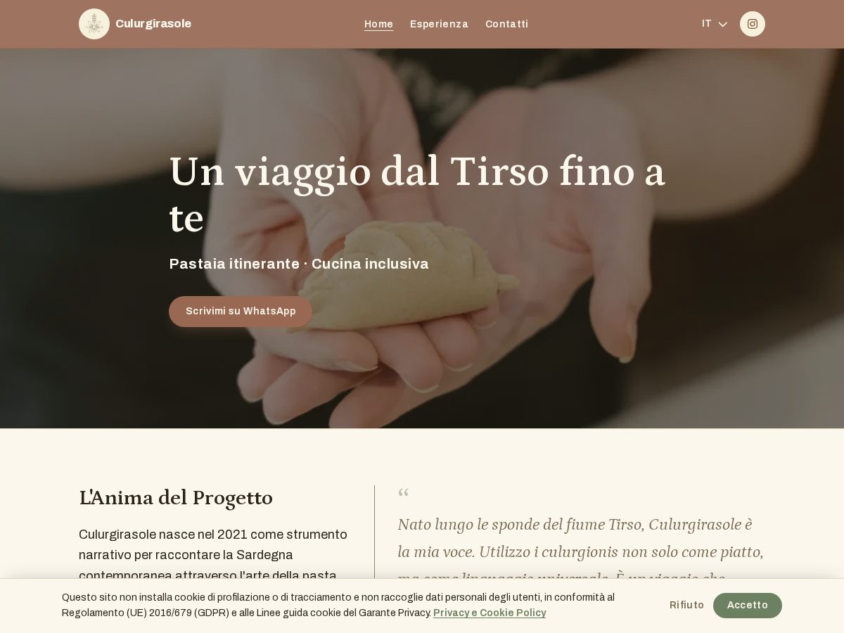 Landing-page snapshot of culurgirasole.com