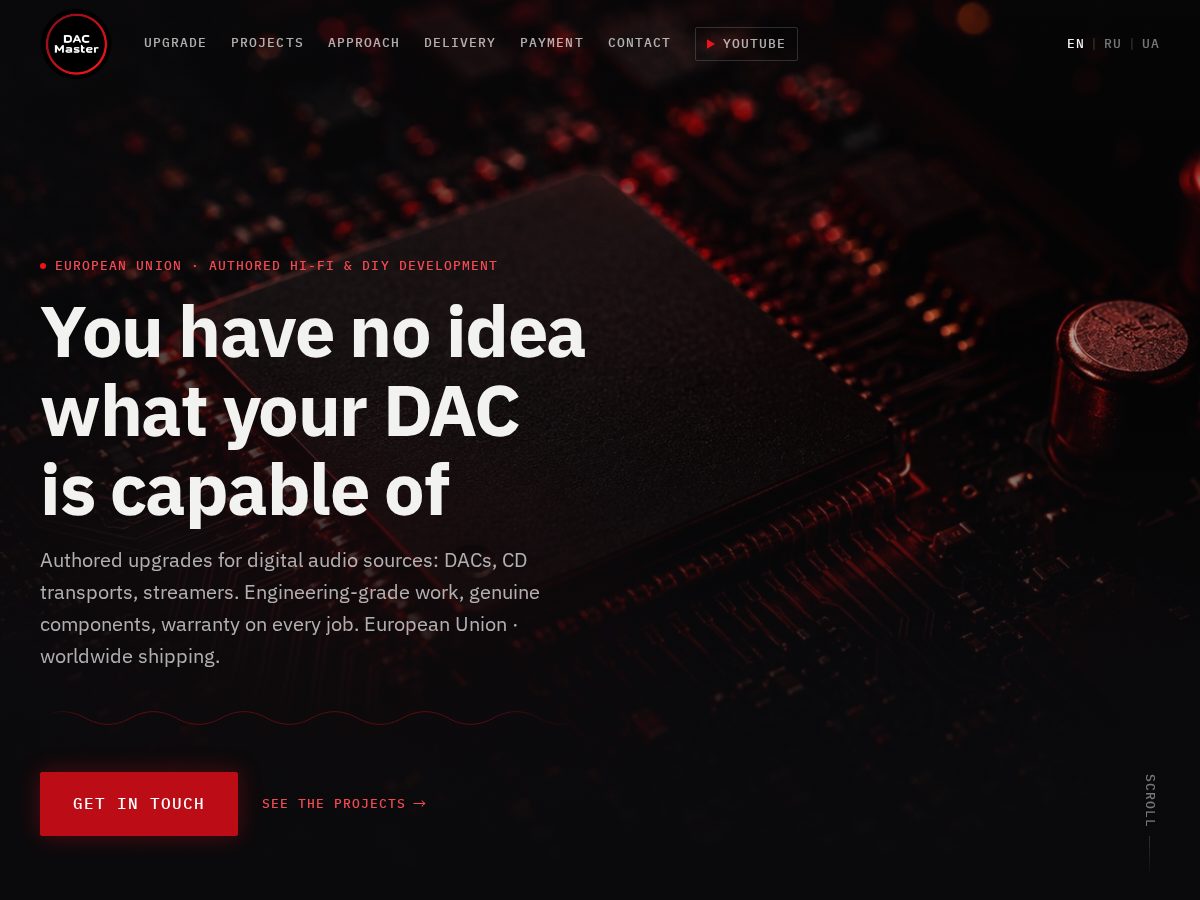 Landing-page snapshot of dacmaster.com