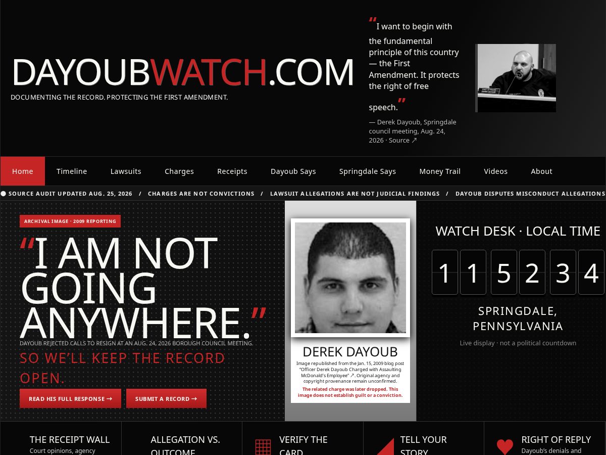 Landing-page snapshot of dayoubwatch.com