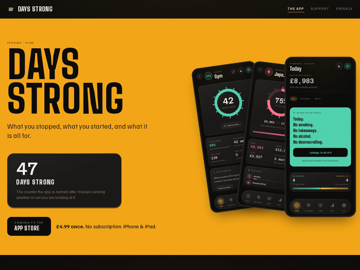 Landing-page snapshot of daysstrong.com