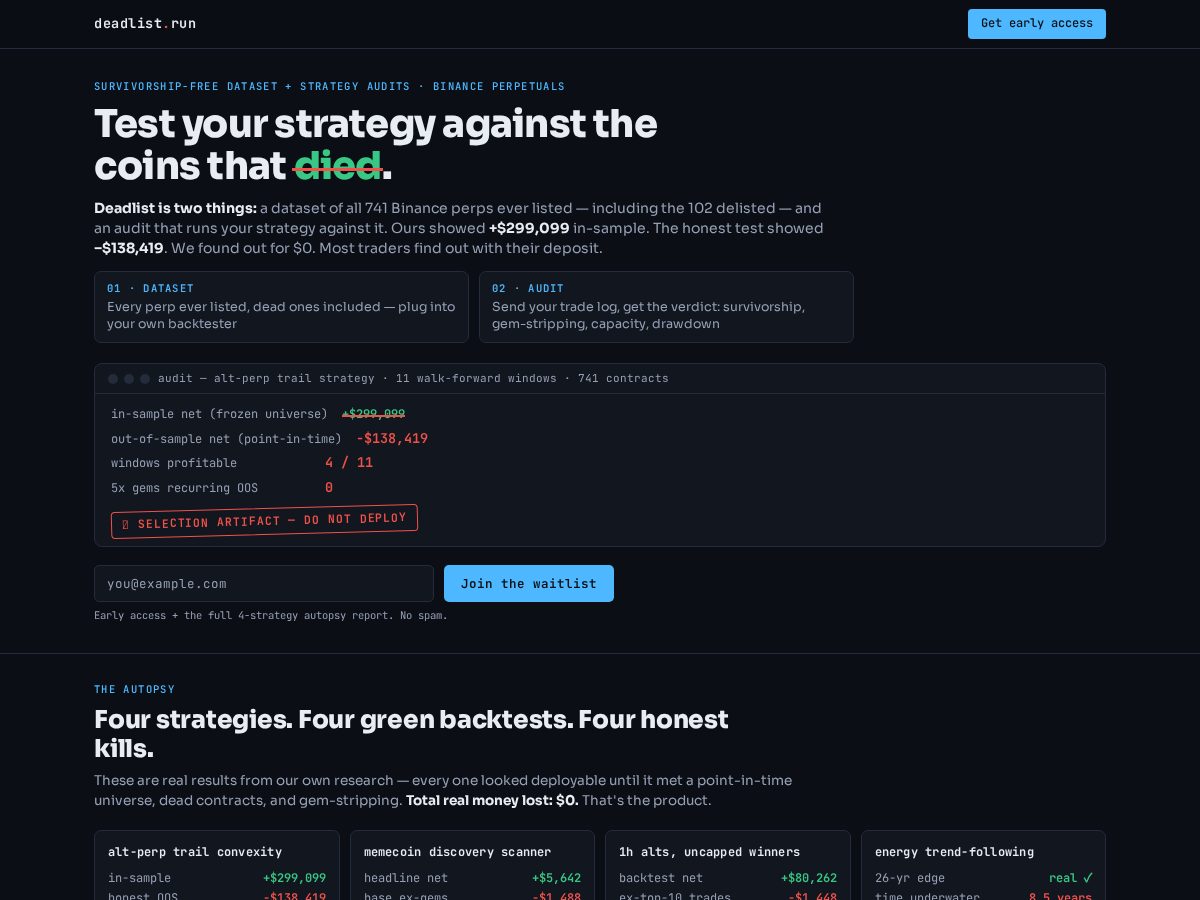 Landing-page snapshot of deadlist.run
