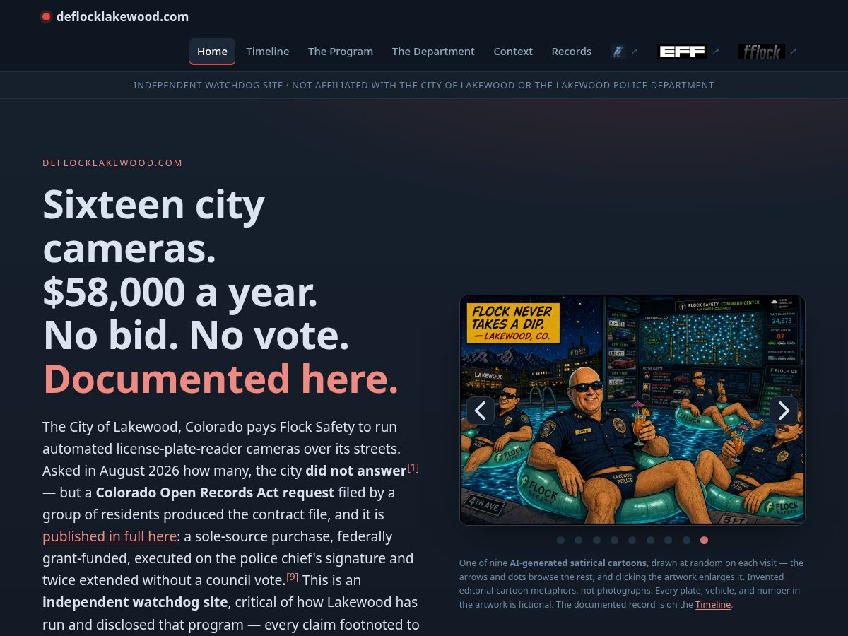 Landing-page snapshot of deflocklakewood.com