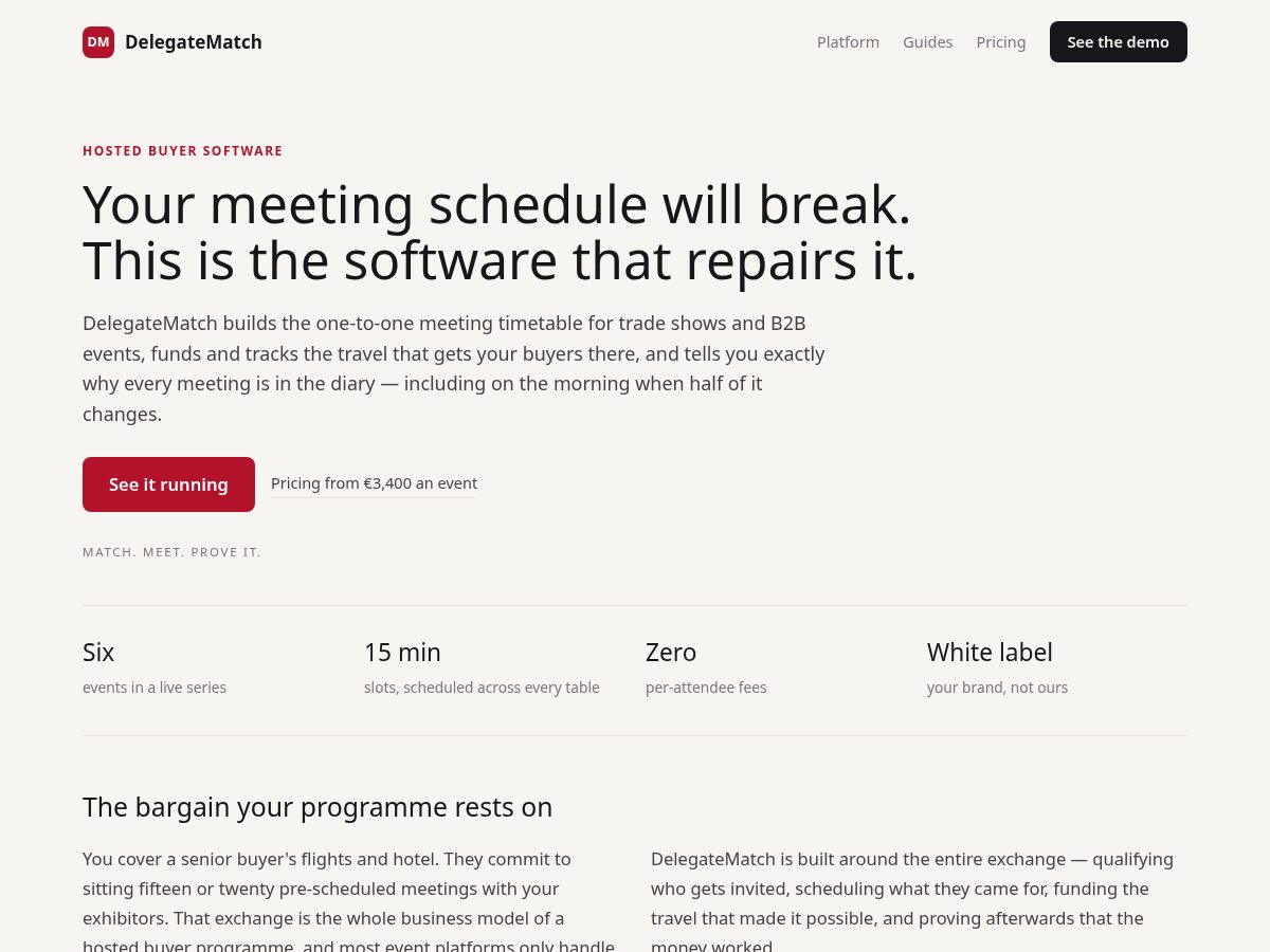 Landing-page snapshot of delegatematch.com