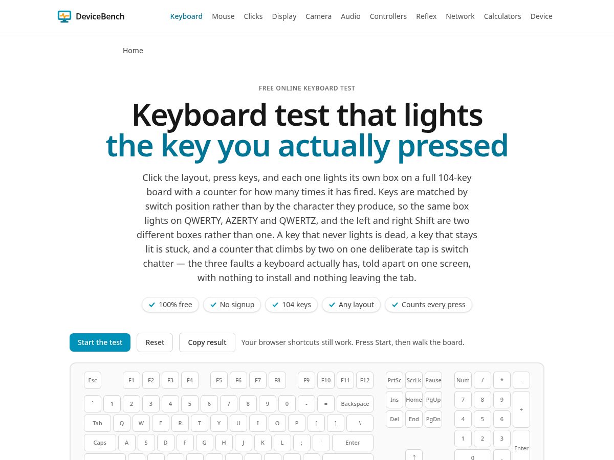 Landing-page snapshot of devicebench.app