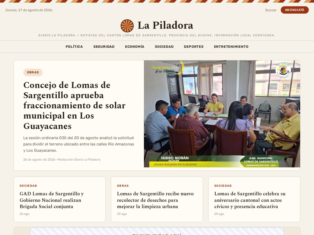 Landing-page snapshot of diariolapiladora.com