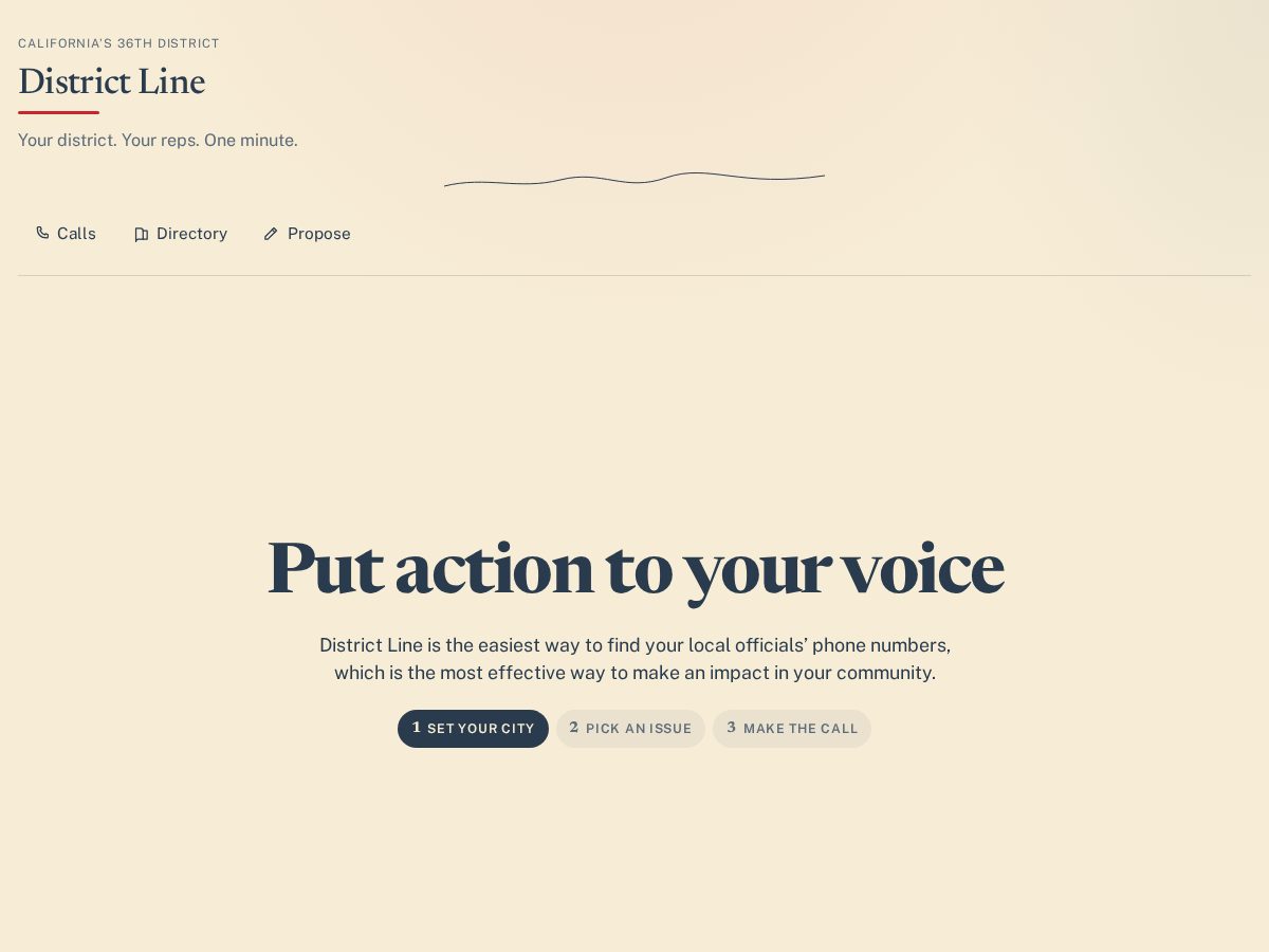 Landing-page snapshot of districtline.org