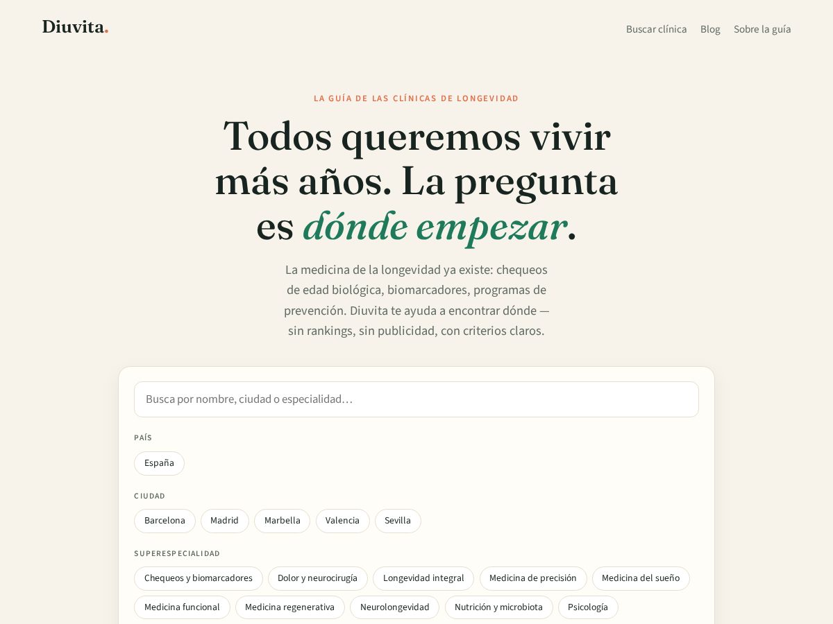 Landing-page snapshot of diuvita.com
