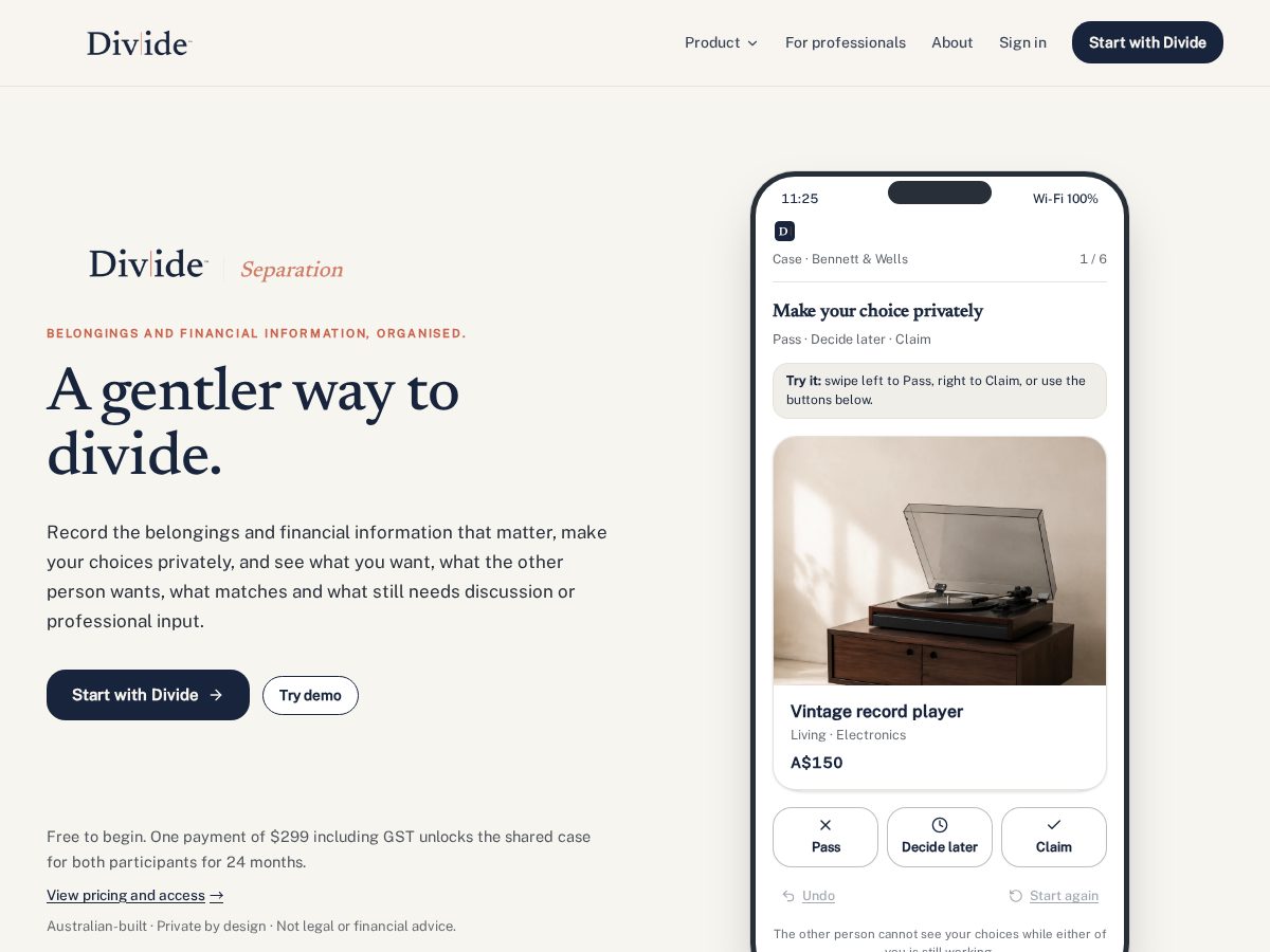 Landing-page snapshot of dividehq.com