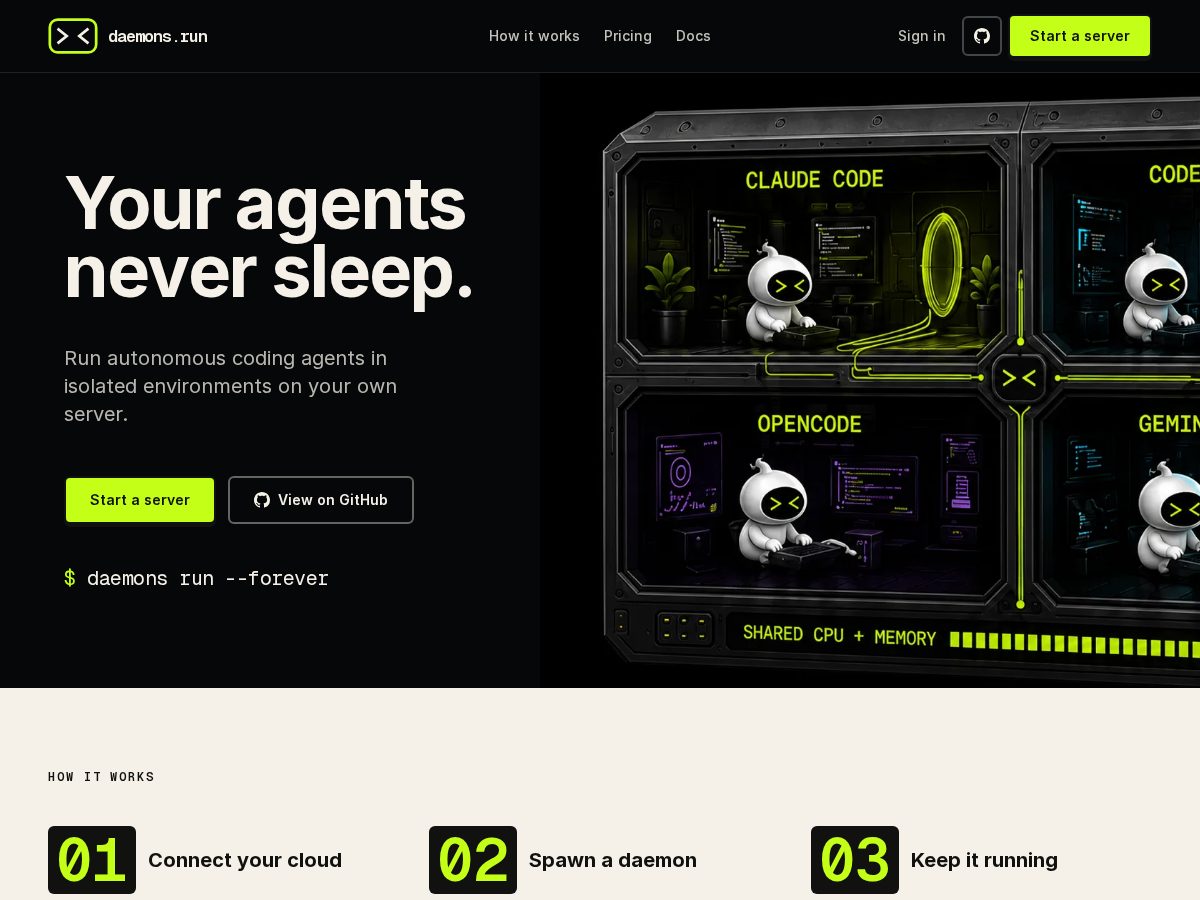 Landing-page snapshot of dmon.run
