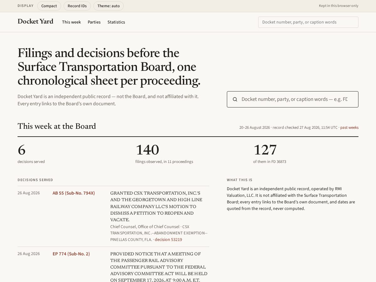 Landing-page snapshot of docketcommons.com