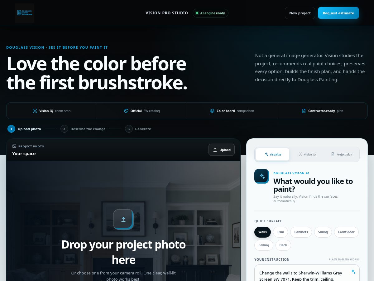 Landing-page snapshot of douglassvisionapp.com