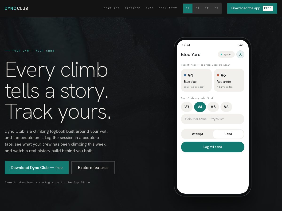 Landing-page snapshot of dynoclub.app