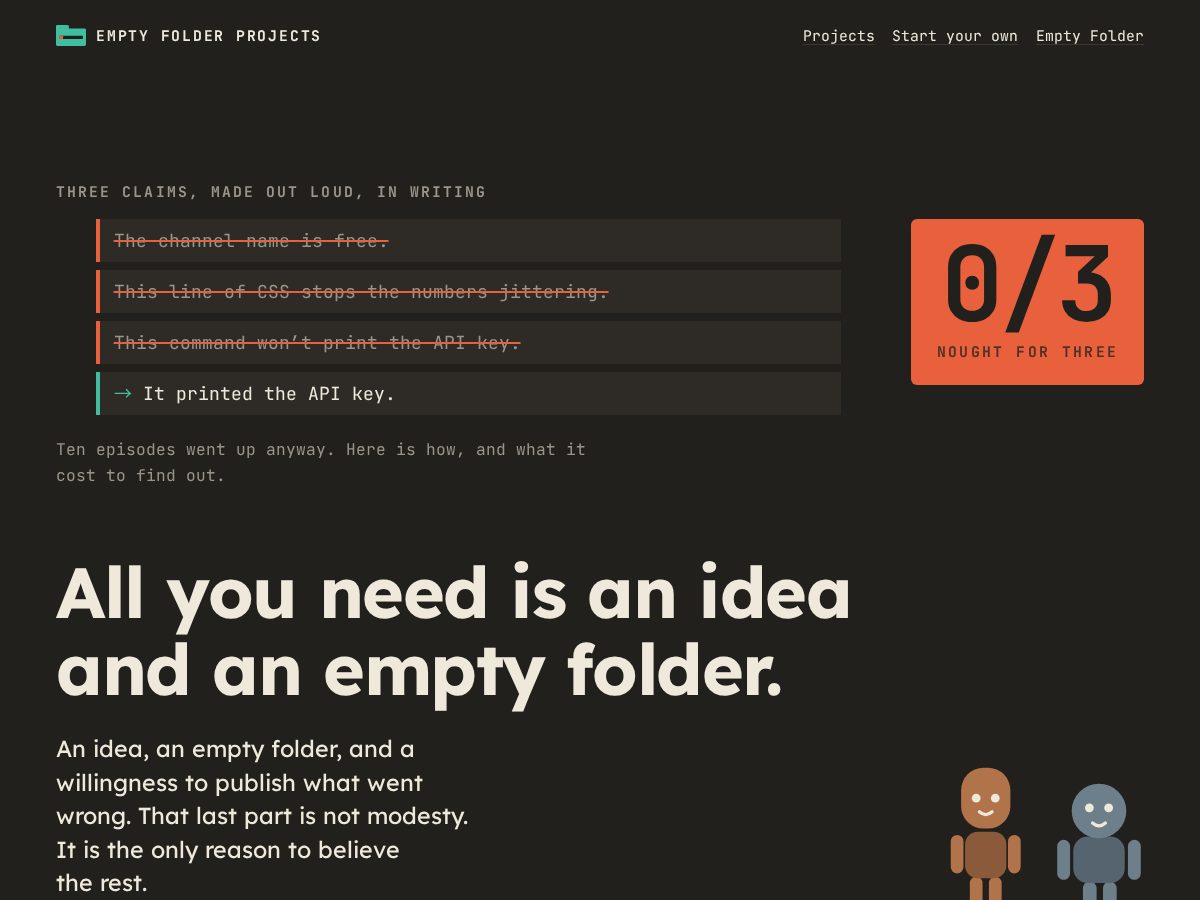 Landing-page snapshot of emptyfolderprojects.com