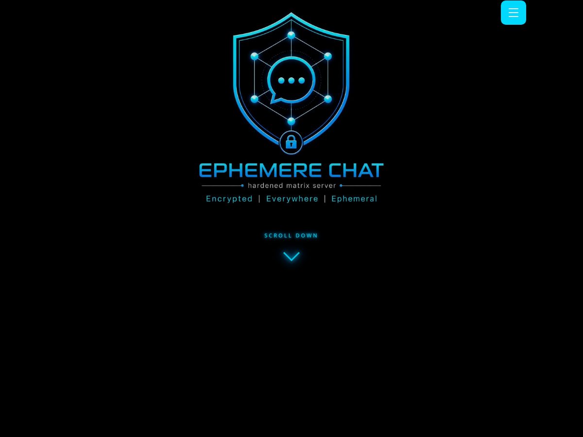 Landing-page snapshot of ephemere.chat