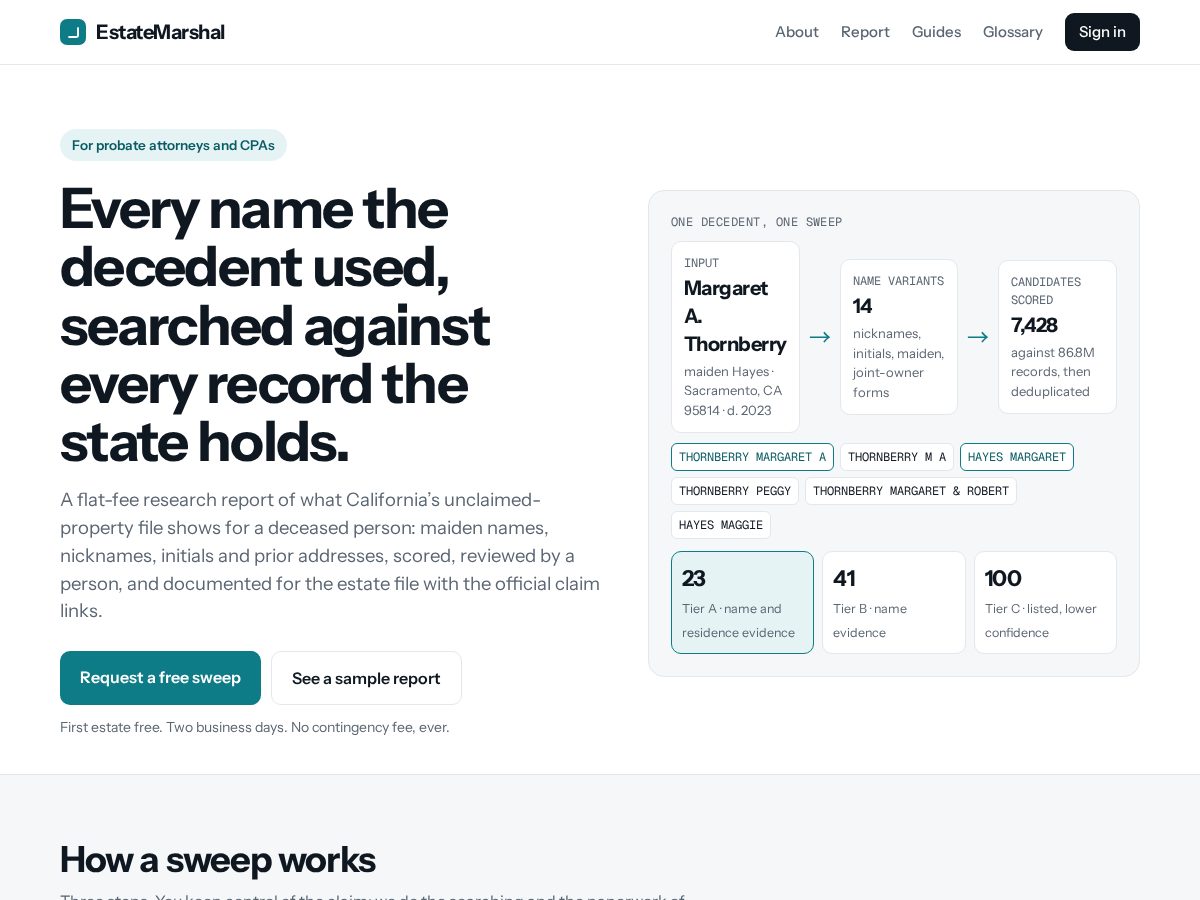Landing-page snapshot of estate-marshal.com