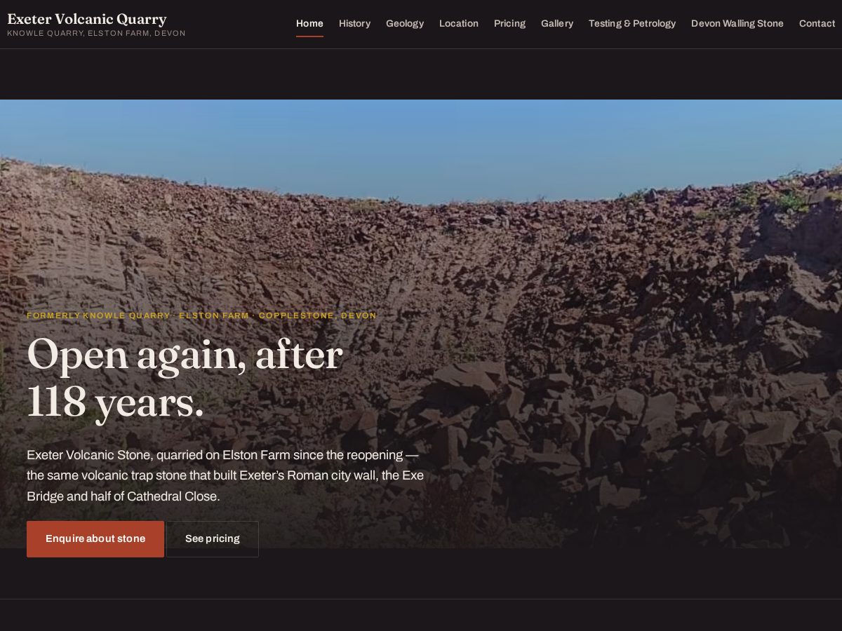 Landing-page snapshot of exetervolcanic.com