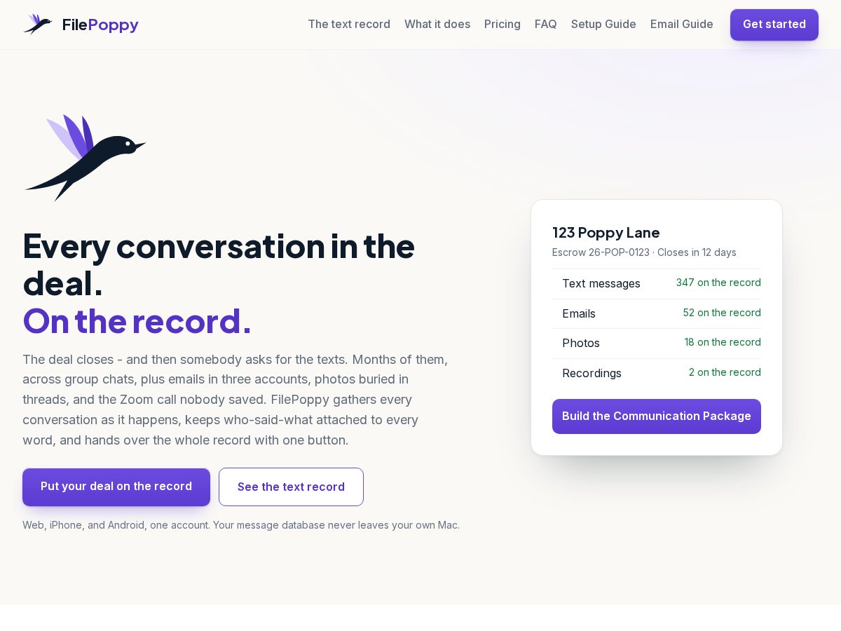 Landing-page snapshot of filepoppy.com