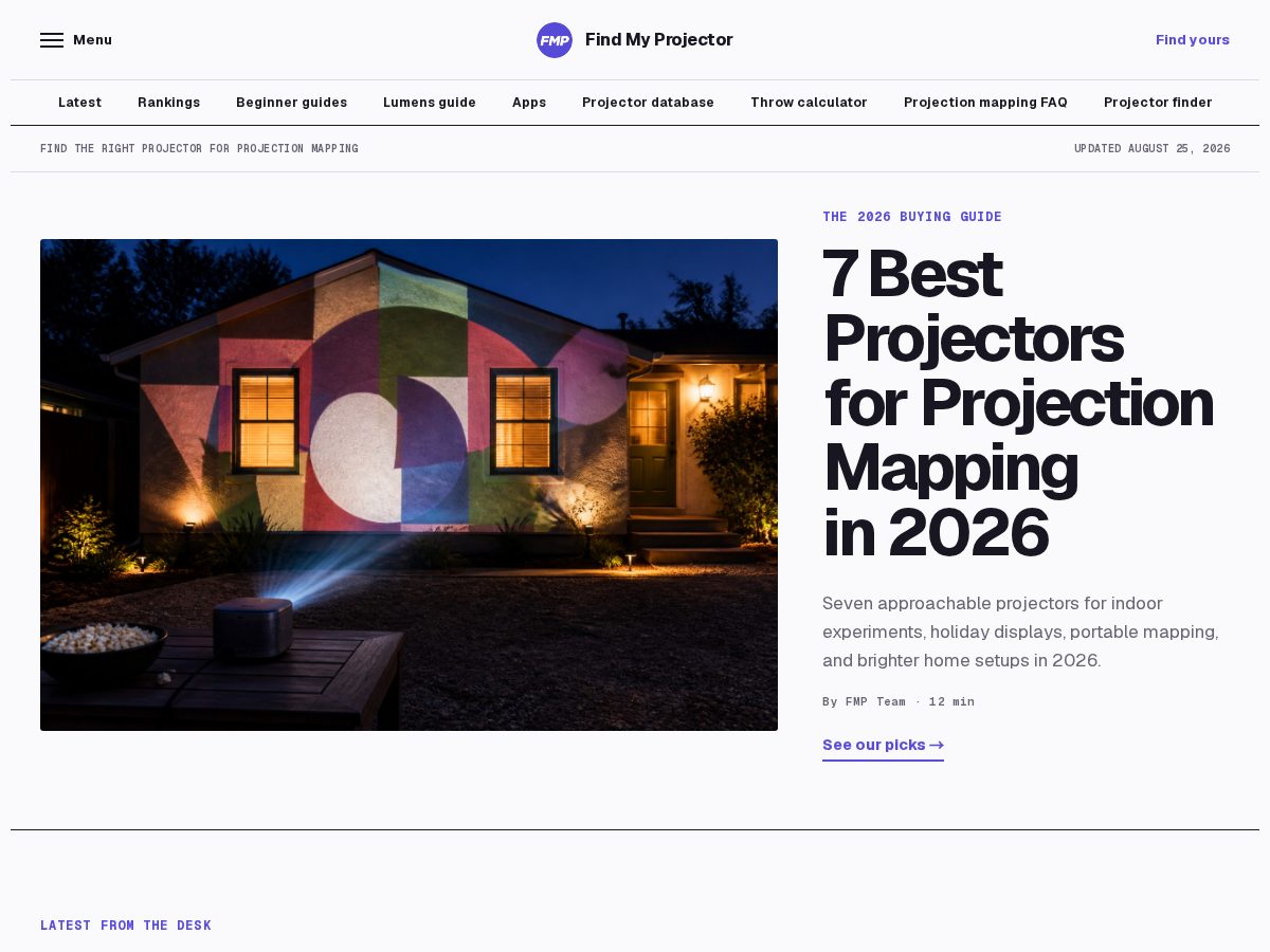 Landing-page snapshot of findmyprojector.com