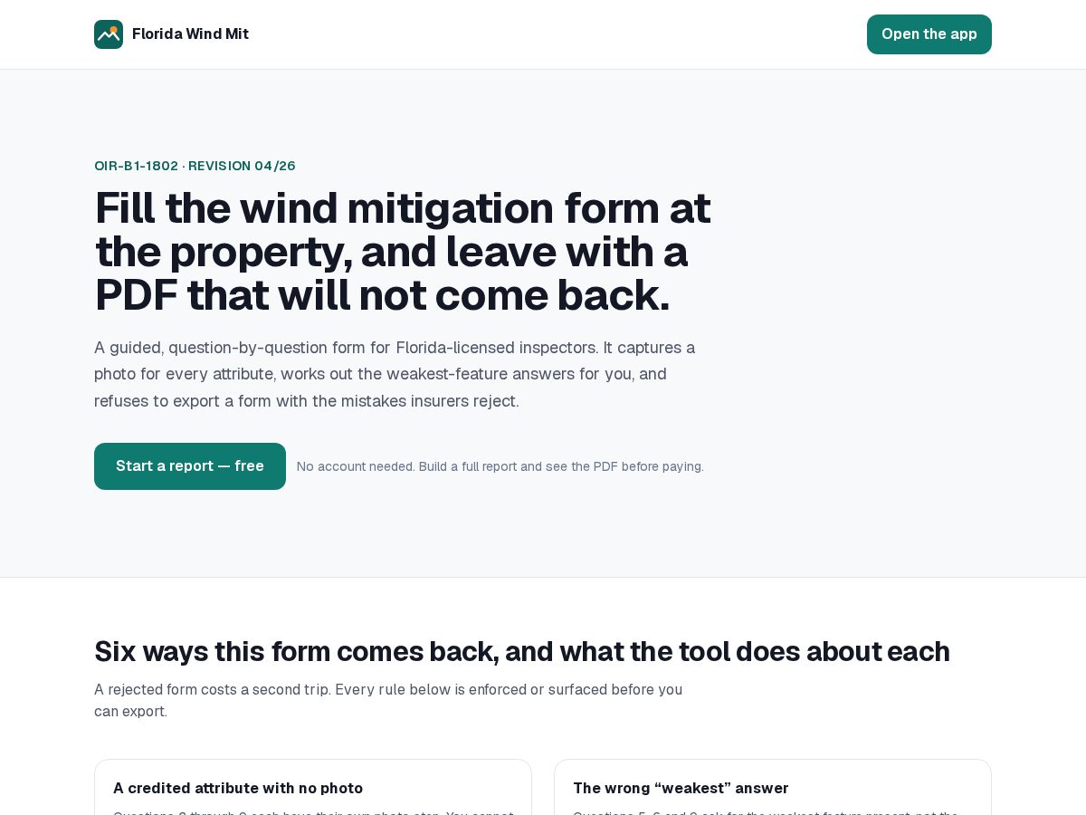 Landing-page snapshot of floridawindmit.com