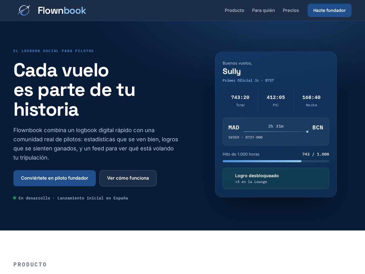 Landing-page snapshot of flownbook.com