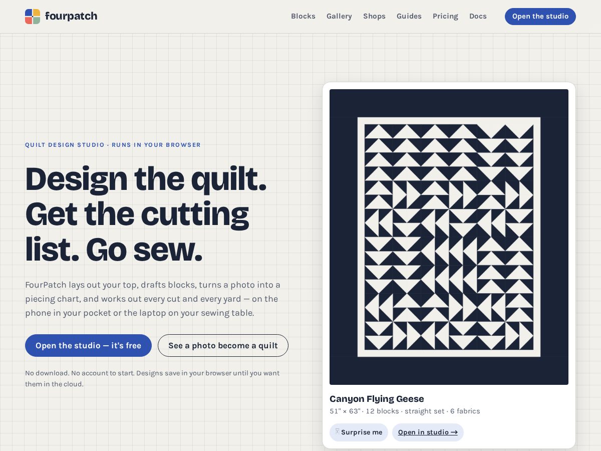 Landing-page snapshot of fourpatch.com