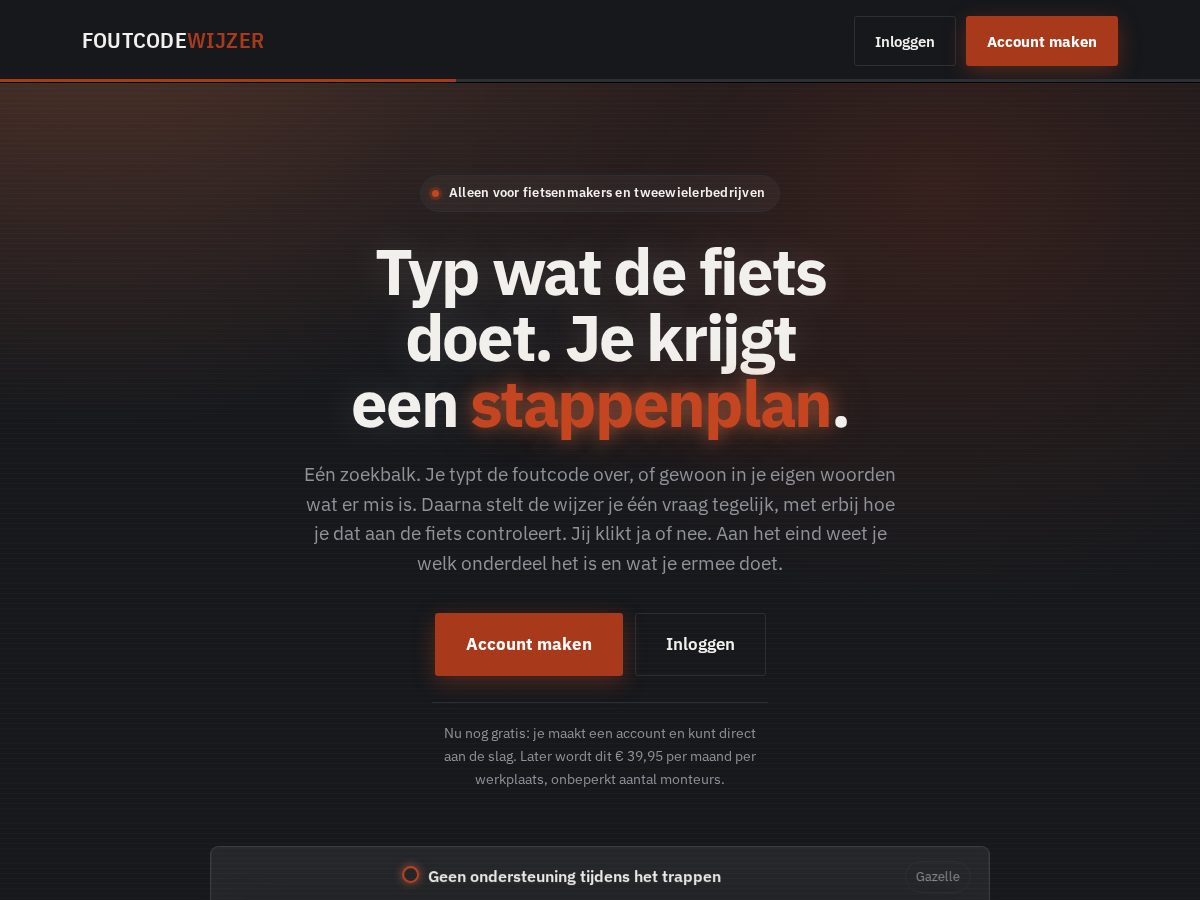 Landing-page snapshot of foutcodewijzer.com