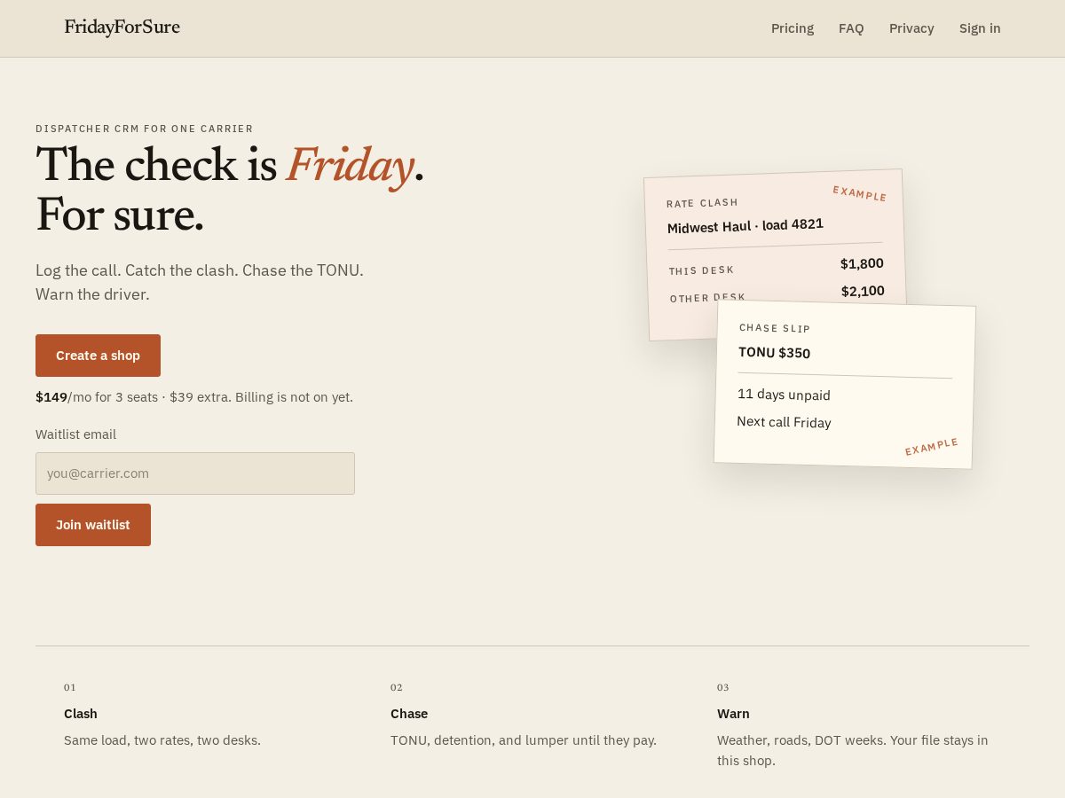 Landing-page snapshot of fridayforsure.com