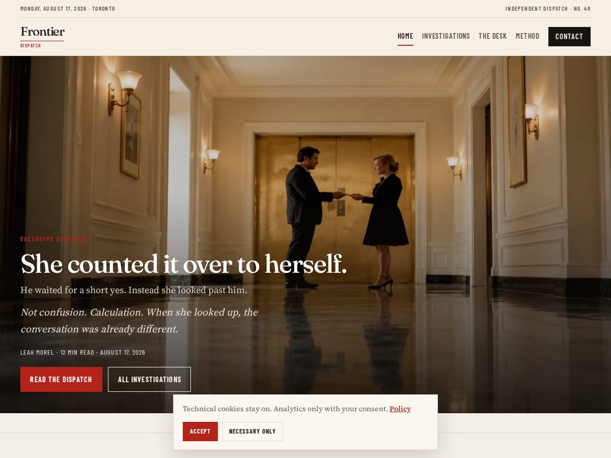 Landing-page snapshot of frontierdispatch.click