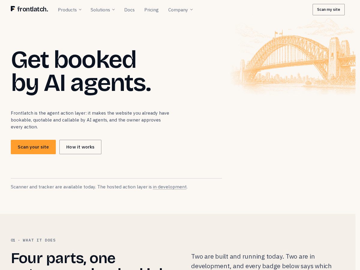 Landing-page snapshot of frontlatch.com