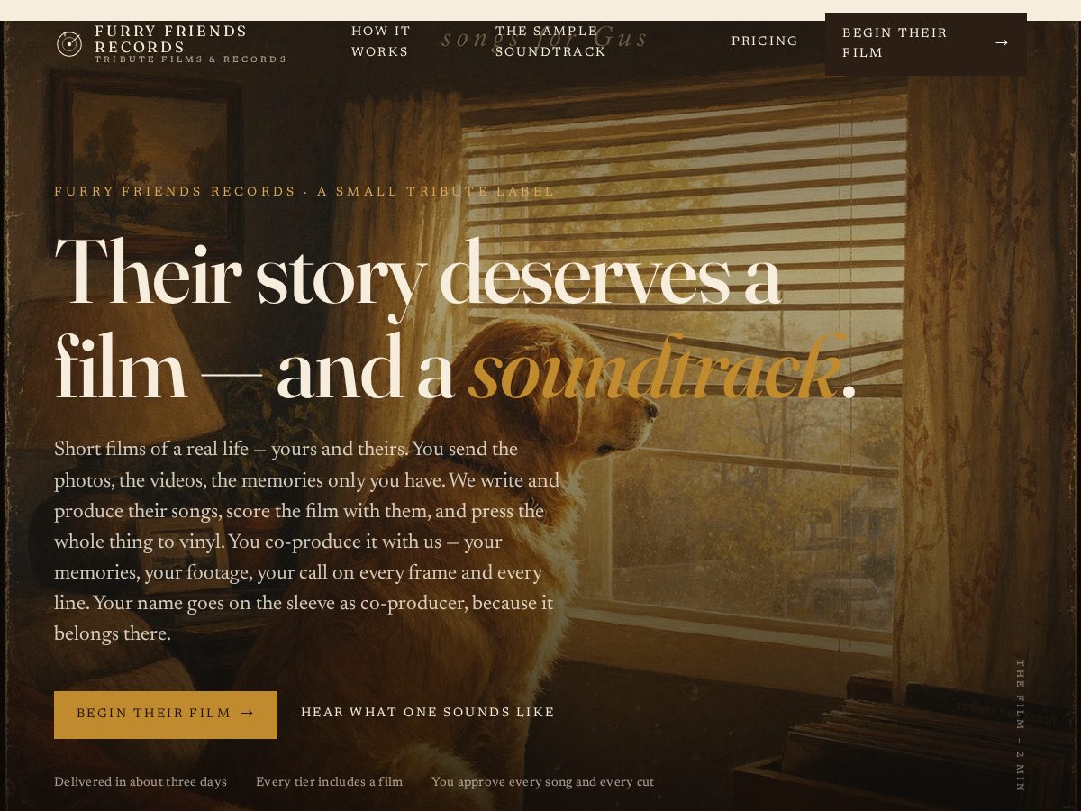 Landing-page snapshot of furryfriendsrecords.com