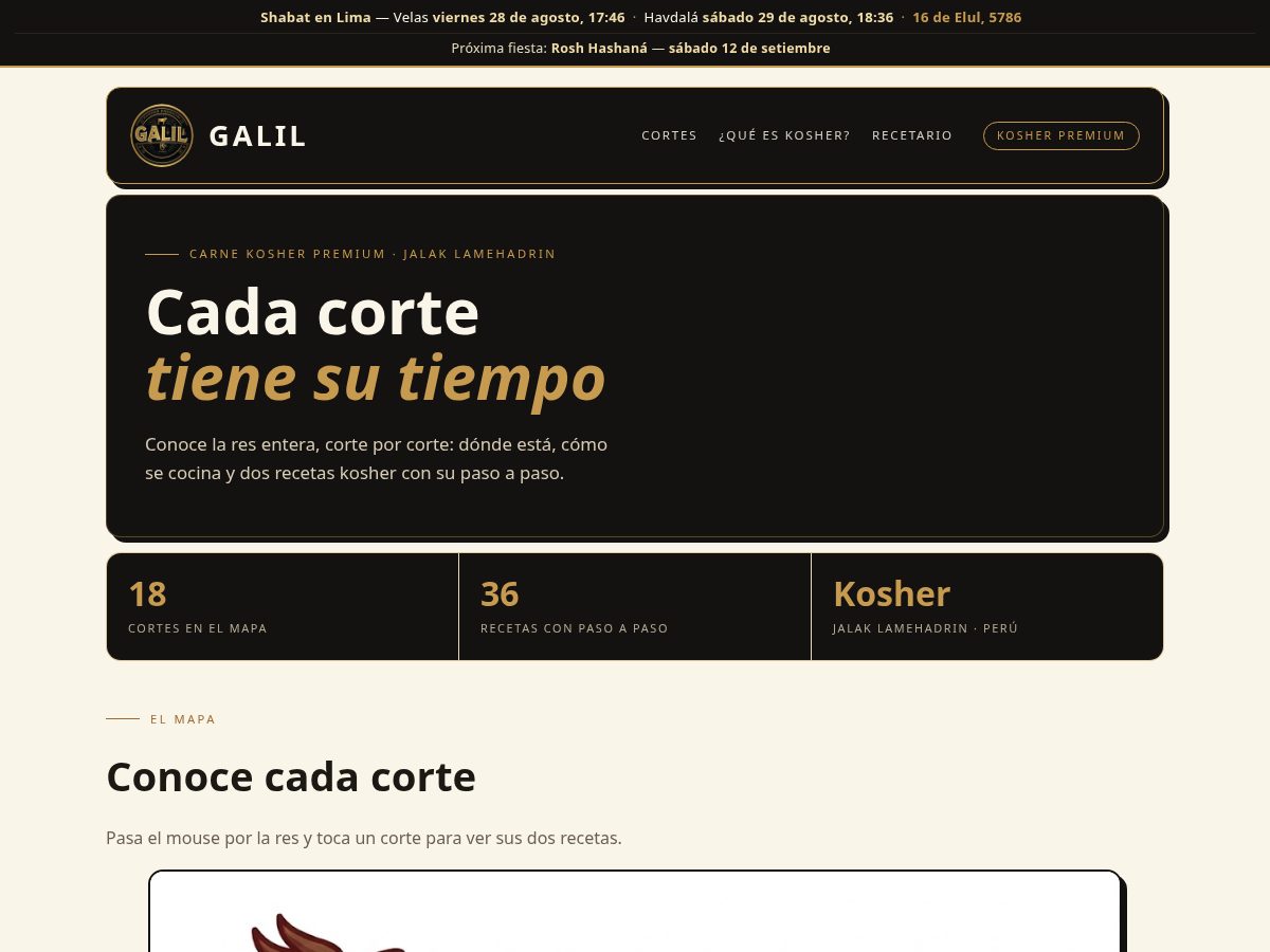 Landing-page snapshot of galilkosher.com