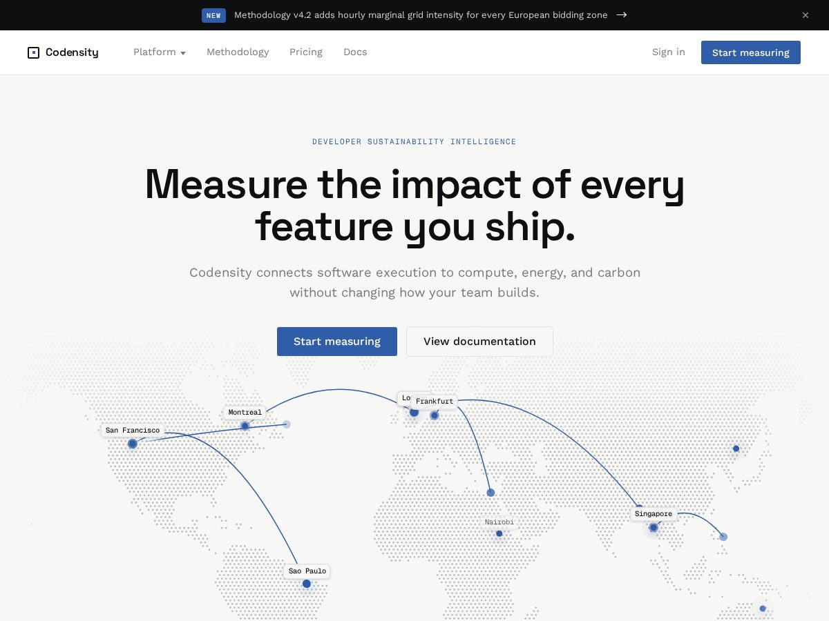 Landing-page snapshot of getcodensity.com