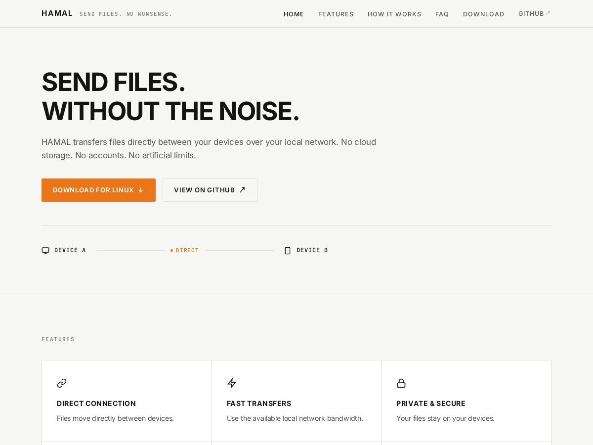 Landing-page snapshot of gethamal.com