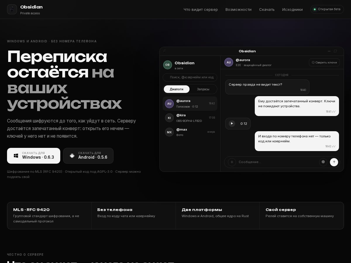 Landing-page snapshot of getobsidian.xyz