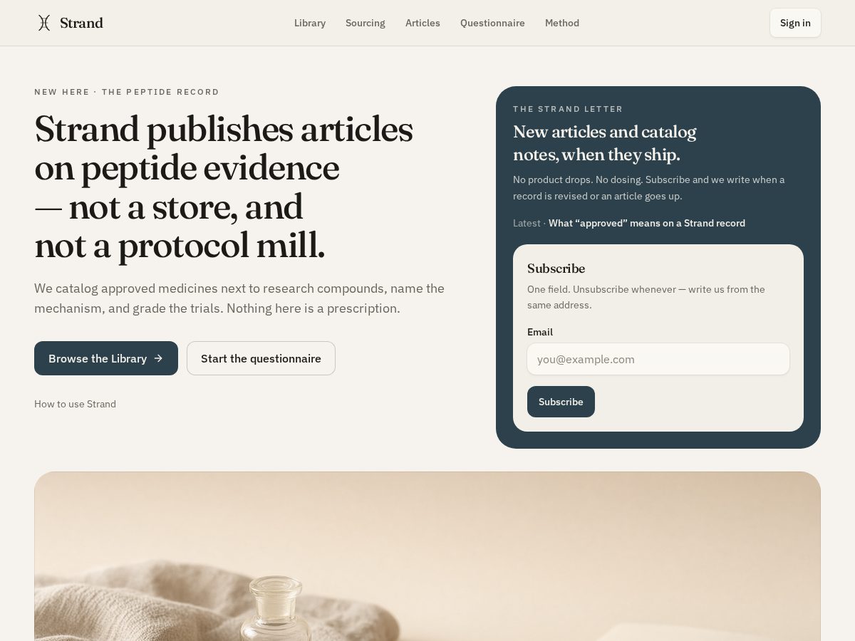 Landing-page snapshot of getstrand.org