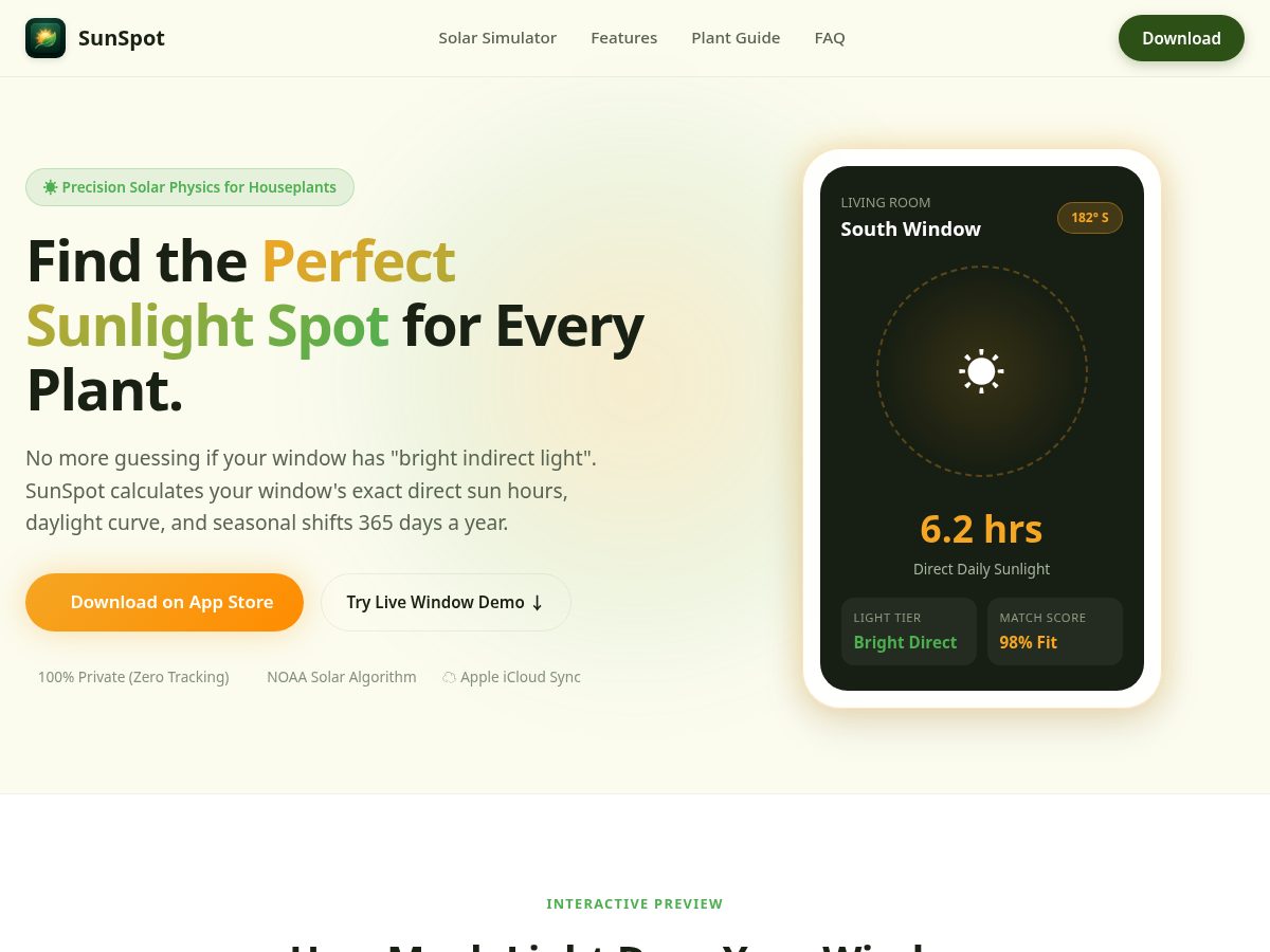Landing-page snapshot of getsunspot.com