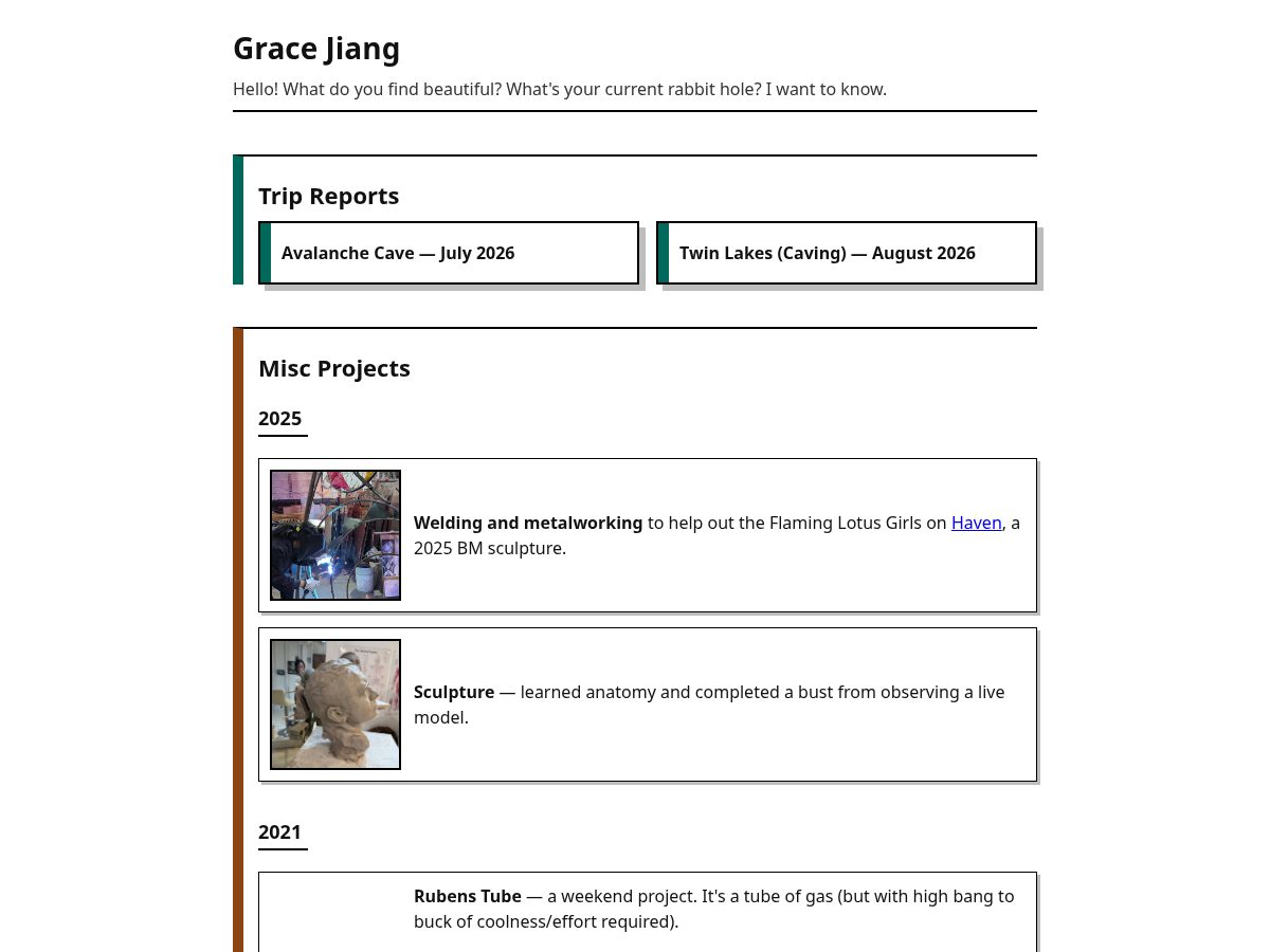 Landing-page snapshot of gracejiang.net