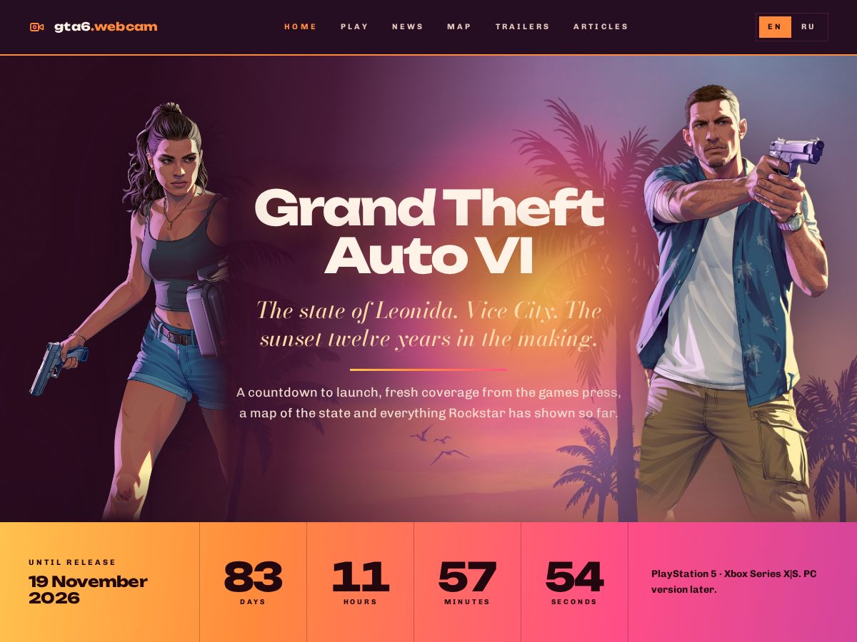 Landing-page snapshot of gta6.webcam