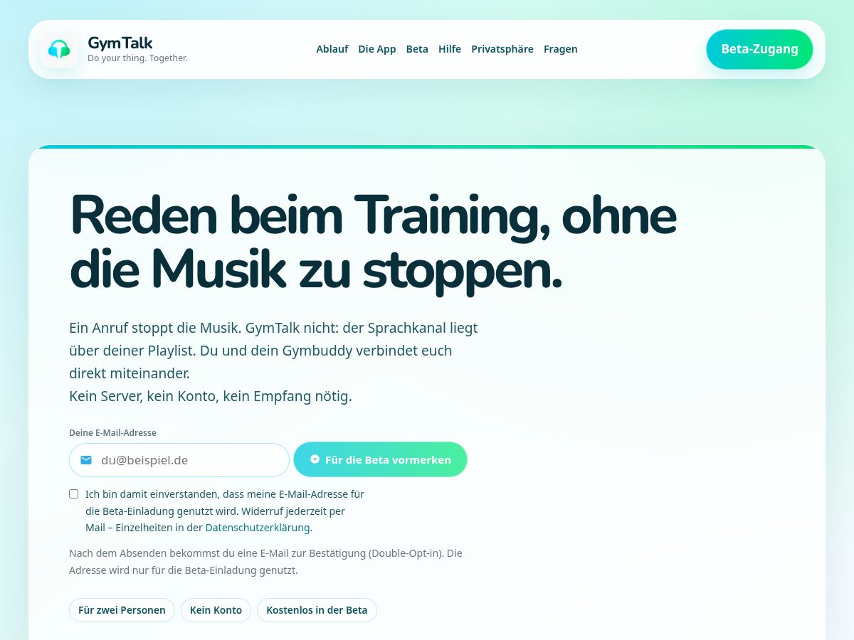 Landing-page snapshot of gymtalk.info